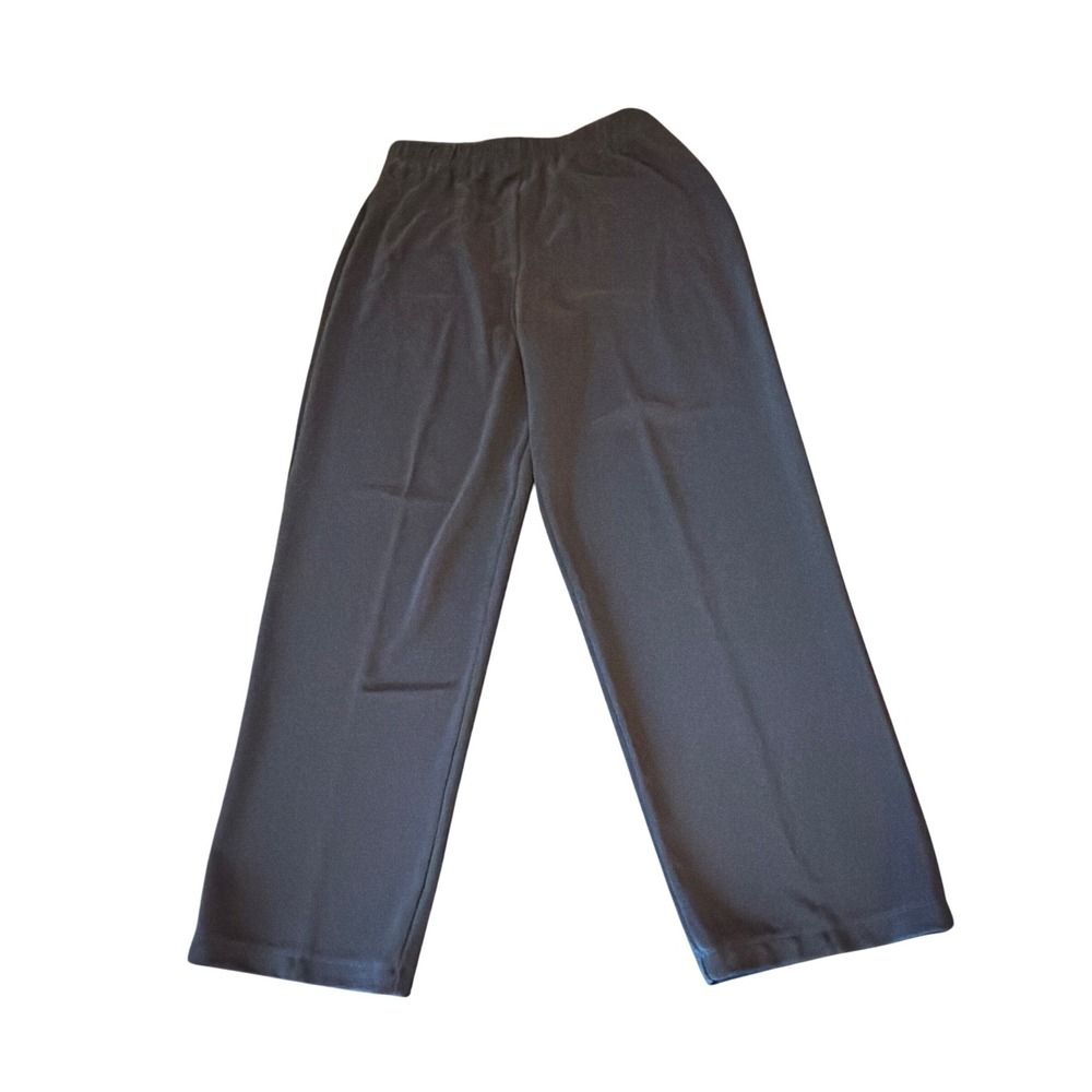 Susan Graver Style Pants Black Liquid Knit Straight Leg Elastic Waist L SG9003